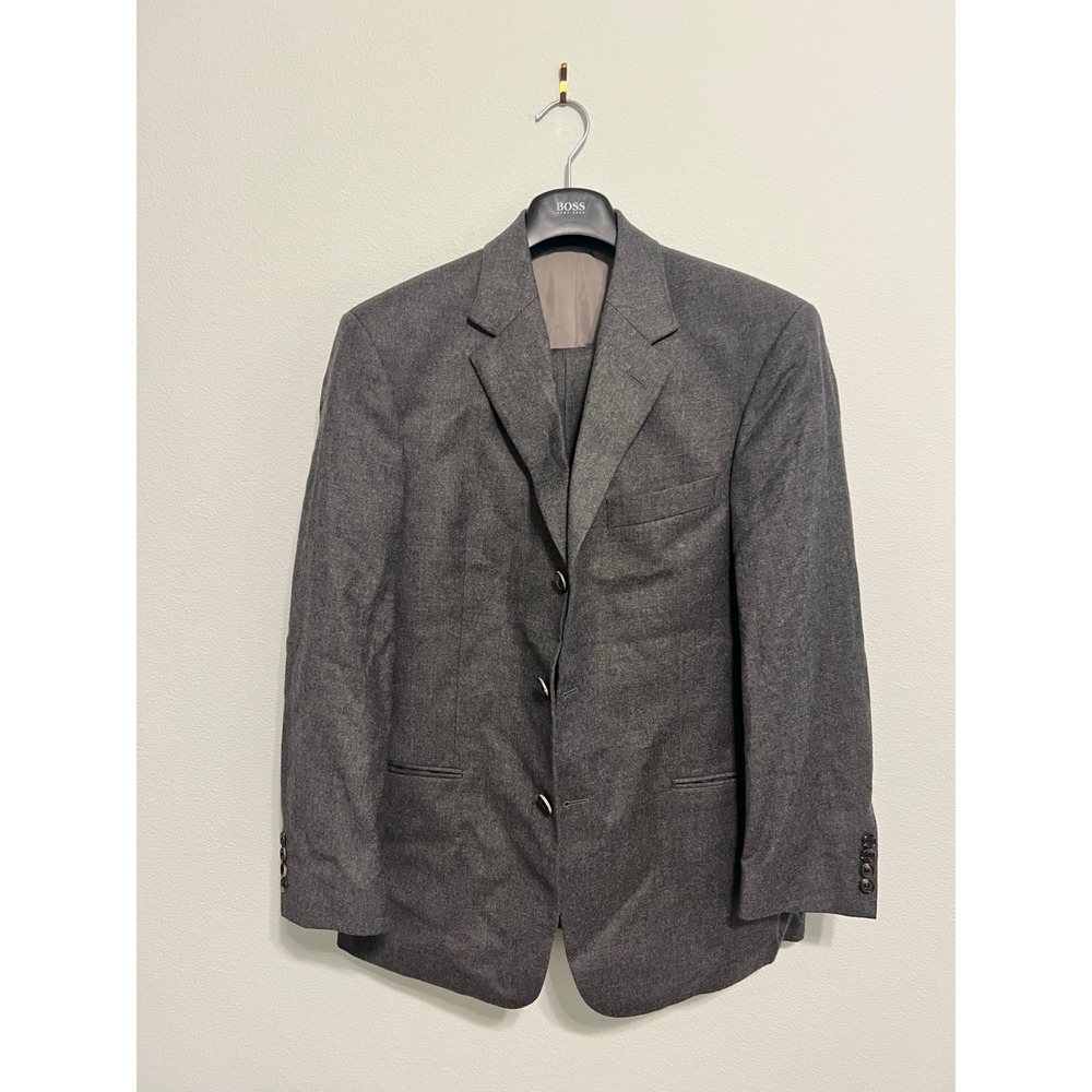 Hugo Boss Mens Gray Wool Cashmere Blazer Suit Made in USA Guabello 40S